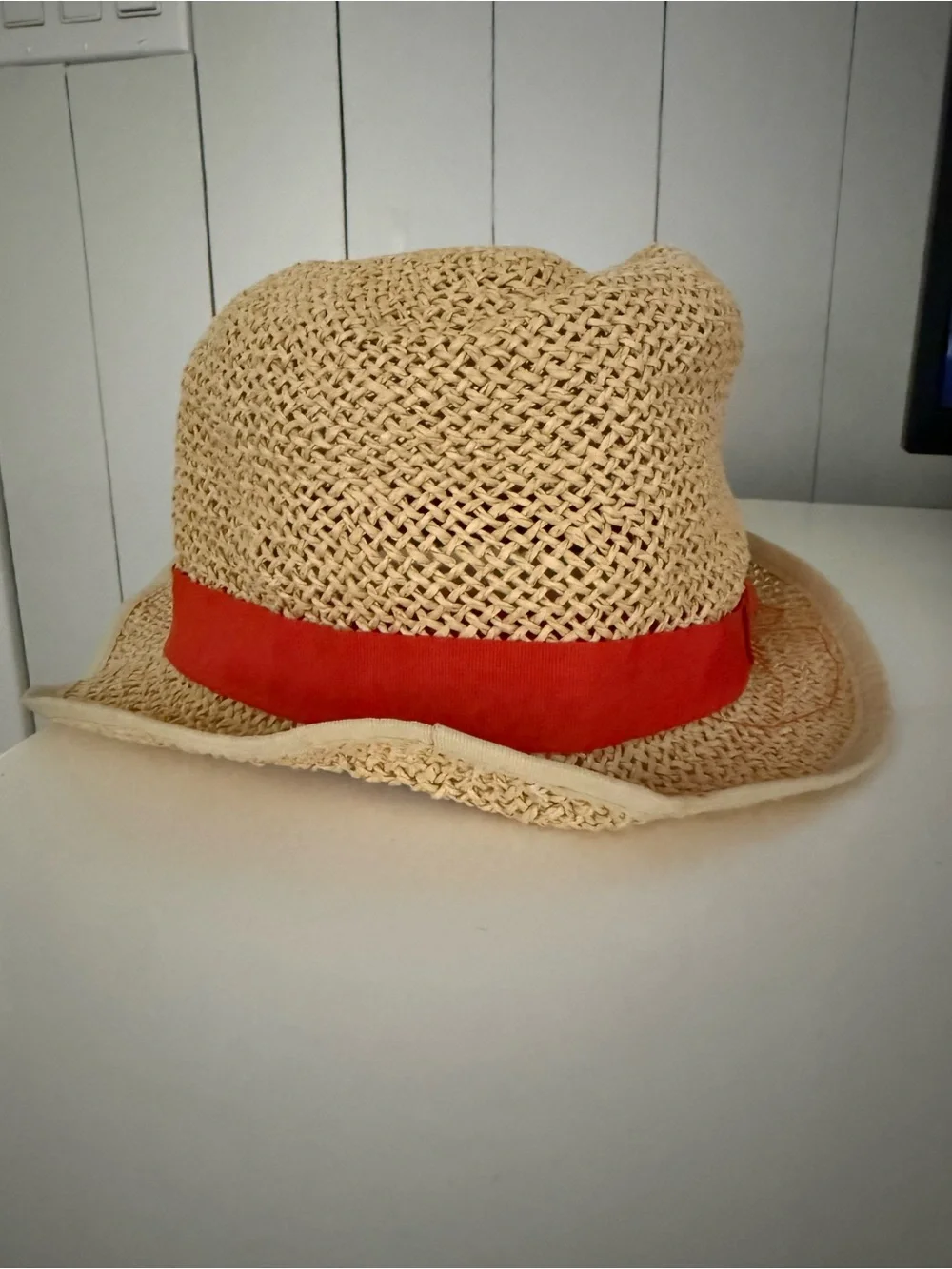 Tory Burch Beach Hat with red/ orange band